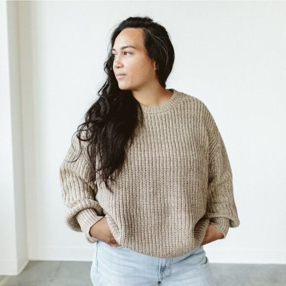 Goumi Pecan Mama Knit Oversized Chunky Sweater L/XL